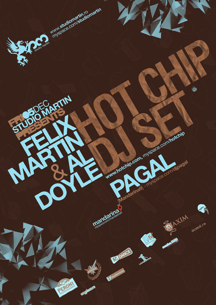 Hot Chip dj set, Felix Martin, Al Doyle, Pagal, Studio Martin, poster design by Alex Tass