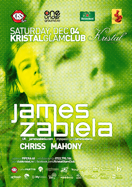 James Zabiela, Kristal Glam Club, poster design by Alex Tass