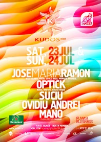 Jose Maria Ramon, Optick, Mano, Kudos Beach, poster design by Alex Tass