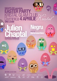 Julien Chaptal, Negru, Kristal Glam Club, Easter party, poster design by Alex Tass