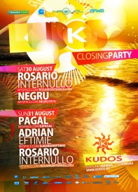 Kudos Beach - Pagal, Negru, Rosario Internullo, Adrian Eftimie, poster design by Alex Tass Pagal, Negru, Rosario Internullo, Adrian Eftimie, Kudos Beach, poster design by Alex Tass