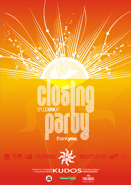 Kudos Beach summer season closing party poster design by Alex Tass