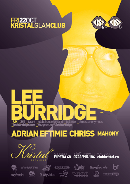 Kristal Glam Club, Lee Burridge, Global Underground, Balance, Adrian Eftimie, Chriss, poster design by Alex Tass