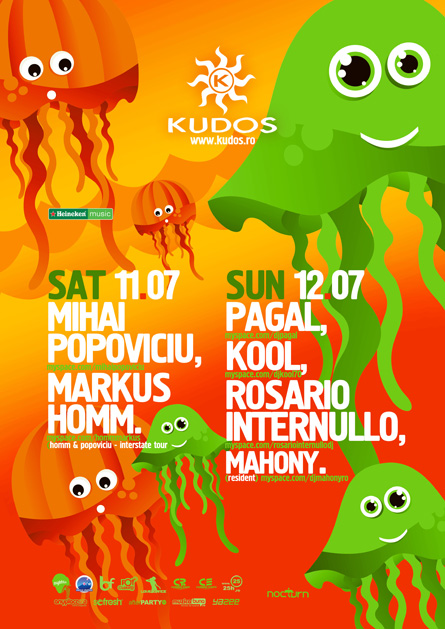 Kudos Beach, Mihai Popoviciu, Markus Homm, Pagal, Kool, Rosario Internullo, poster design by Alex Tass