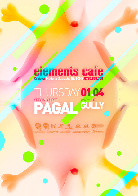 Elements Cafe, Pagal poster design by Alex Tass