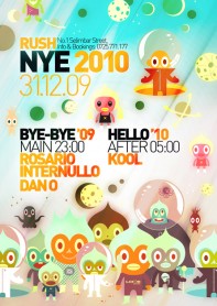 Rosario Internullo, Dan o, Kool, NYE party, poster design by Alex Tass