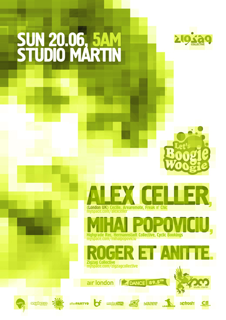 Alex Celler, Mihai Popoviciu, Studio Martin afterhours, poster design by Alex Tass