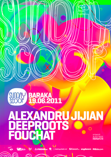 Sunday Scoop 01, Alexandru Jijian, Deeproots, Fouchat, Baraka, poster design by Alex Tass