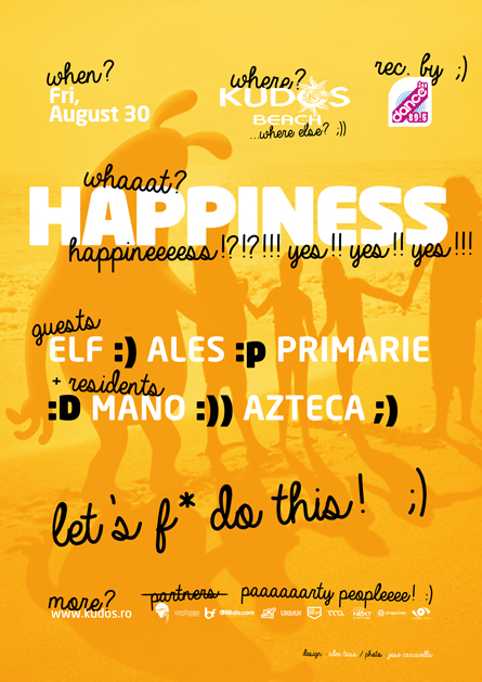 Happiness Kudos Beach poster design by Alex Tass