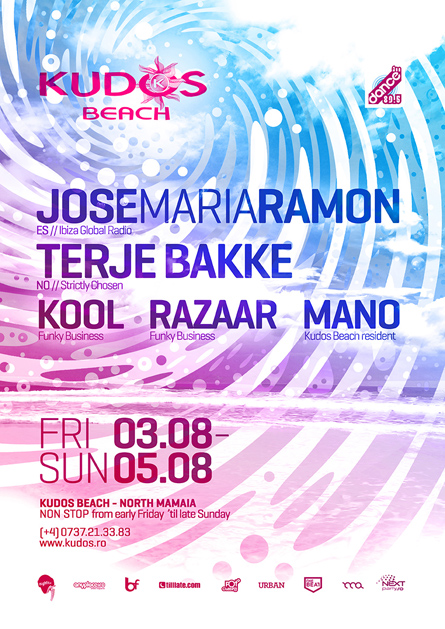 Jose Maria Ramon, Terje Bakke, Kudos Beach summer poster design by Alex Tass