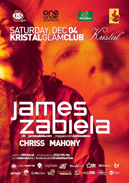 Kristal Glam Club, James Zabiela, poster design by Alex Tass