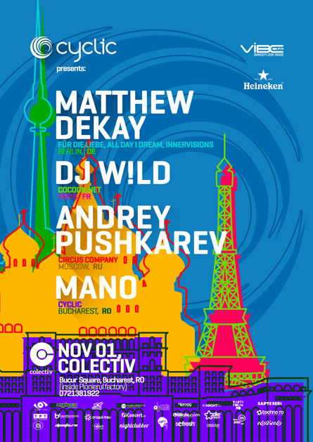 Matthew Dekay, Dj W!ld, Andrey Pushkarev, Mano, poster design by Alex Tass