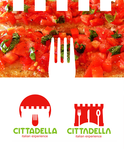 Cittadella, name, naming, Italian cuisine restaurant, Italian cuisine, Italian experience, Italian food, Italian restaurant, cuisine, food, foods, restaurant logo design by Alex Tass