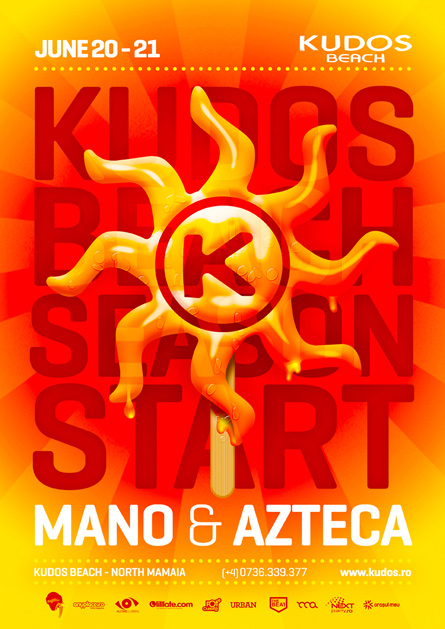 Kudos Beach bar terrace 2014 summer season opening flyer poster design by Alex Tass