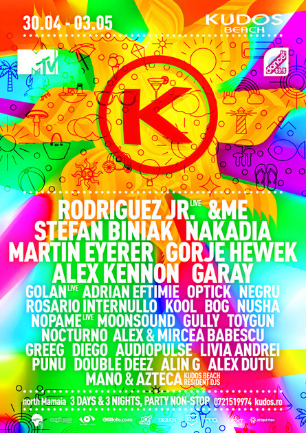 Kudos Beach spring break 1st of may 2015 festival flyer poster design by Alex Tass