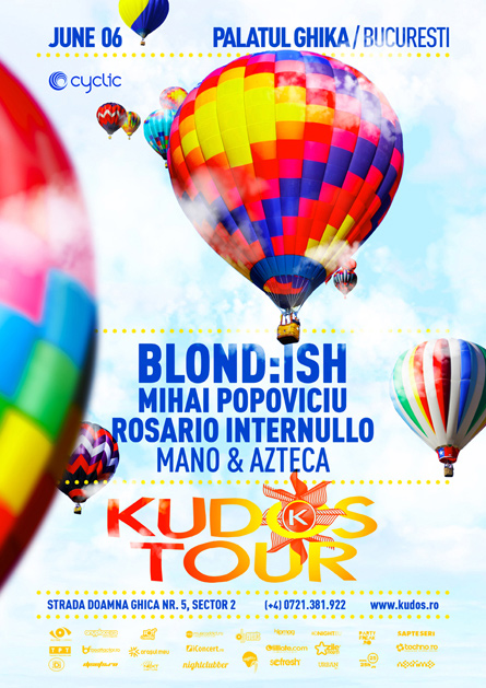 Kudos Tour party series Blondish flyer poster design by Alex Tass