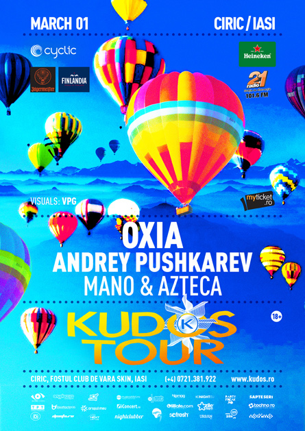 Kudos Tour party series Oxia flyer poster design by Alex Tass