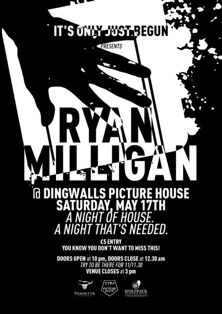 Ryan Milligan @ Dingwalls Picture House flyer poster design by Alex Tass