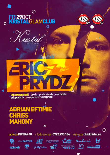 Eric Prydz, Pryda, Kristal Glam Club, poster design by Alex Tass