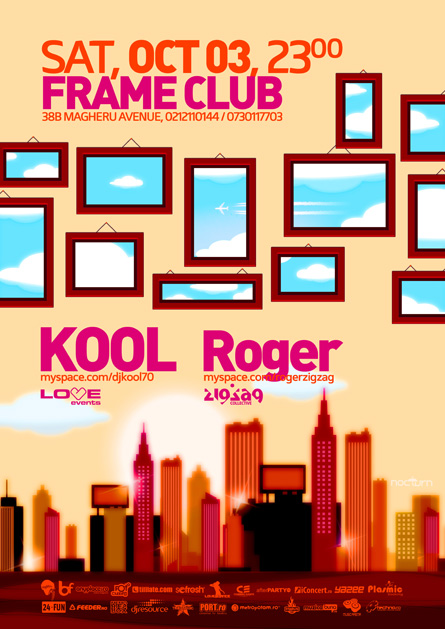 Kool, Frame Club, poster design by Alex Tass