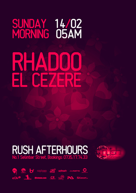 Rush, afterhours, Rhadoo, El CeZeRe, poster design by Alex Tass