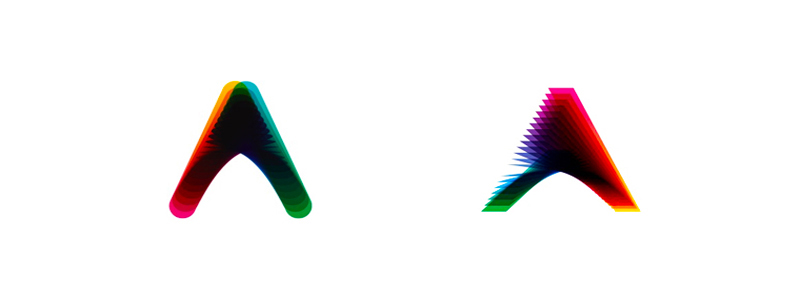 A letter mark, colorful blends, logo design symbol by alex tass