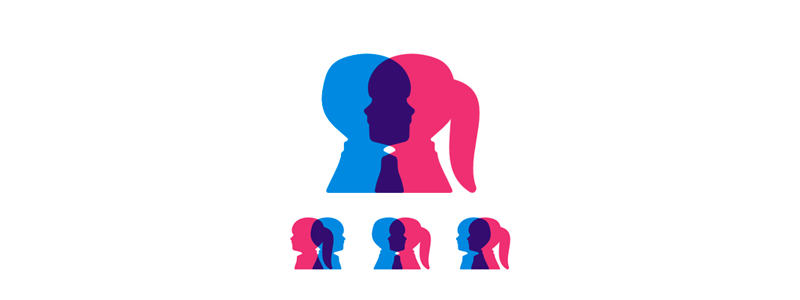 Boy girl children genetic research program logo design by Alex Tass
