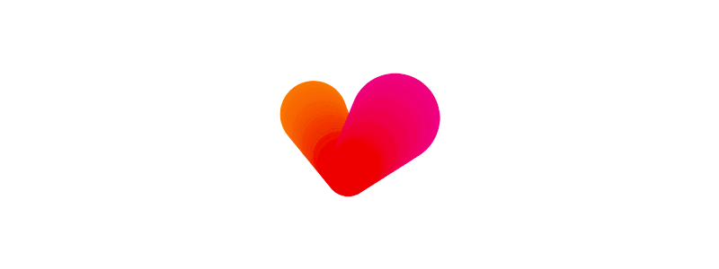 Colorful heart beat pulsating dating website logo design symbol by Alex Tass