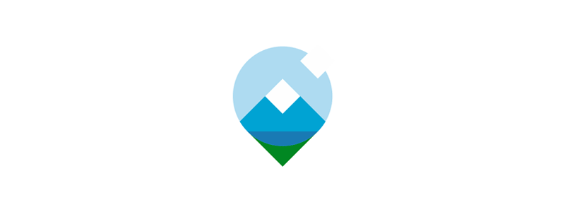 Mountain sky nature map pin pointers logo design symbol by Alex Tass