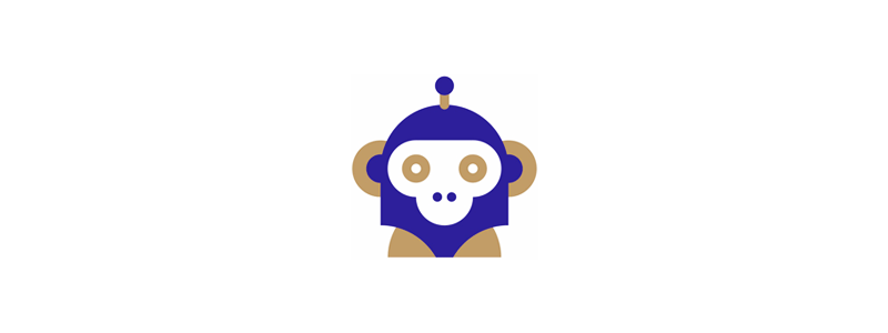 Monkey astronaut robot artificial intelligence ai logo design symbol by Alex Tass