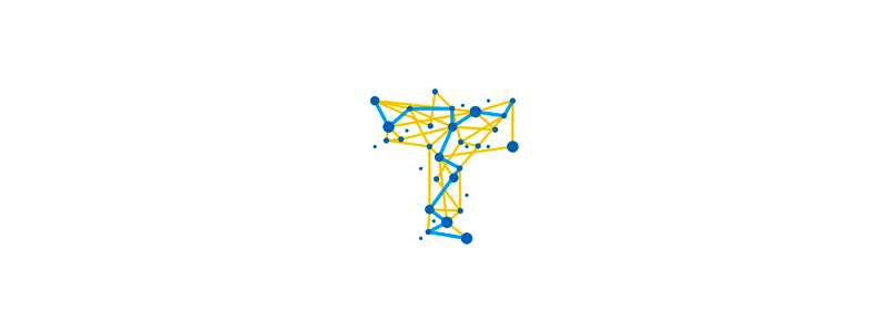 T traveling dots paths logo design symbol by Alex Tass