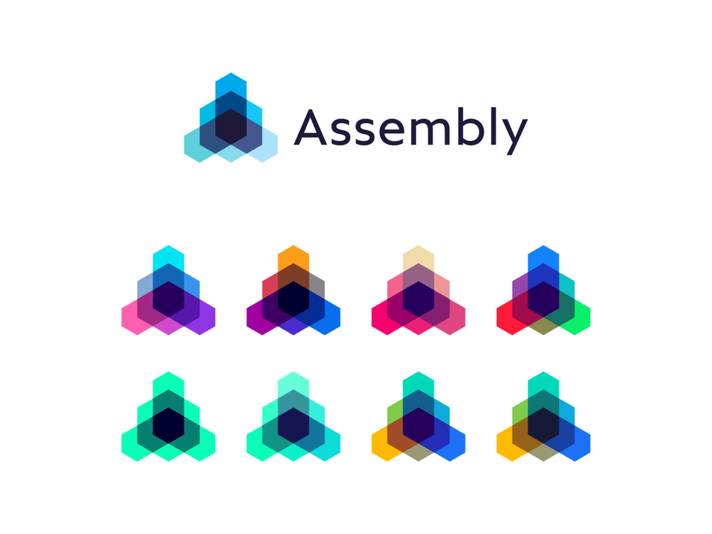 Assembly, open source technology framework protocol colorful logo design by Alex Tass