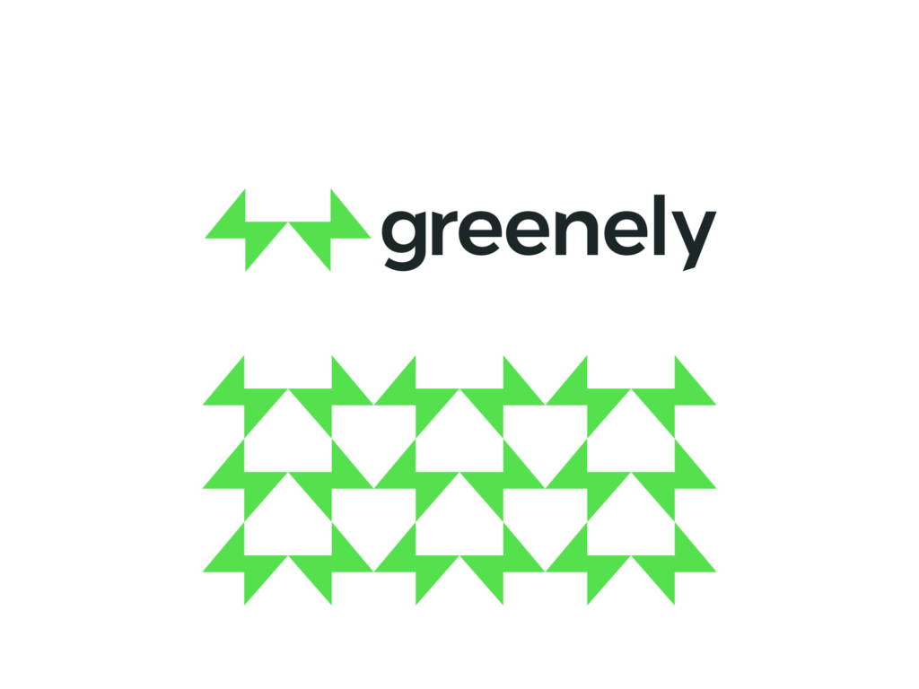 Greenely green energy smart homes houses bolt logo design by Alex Tass