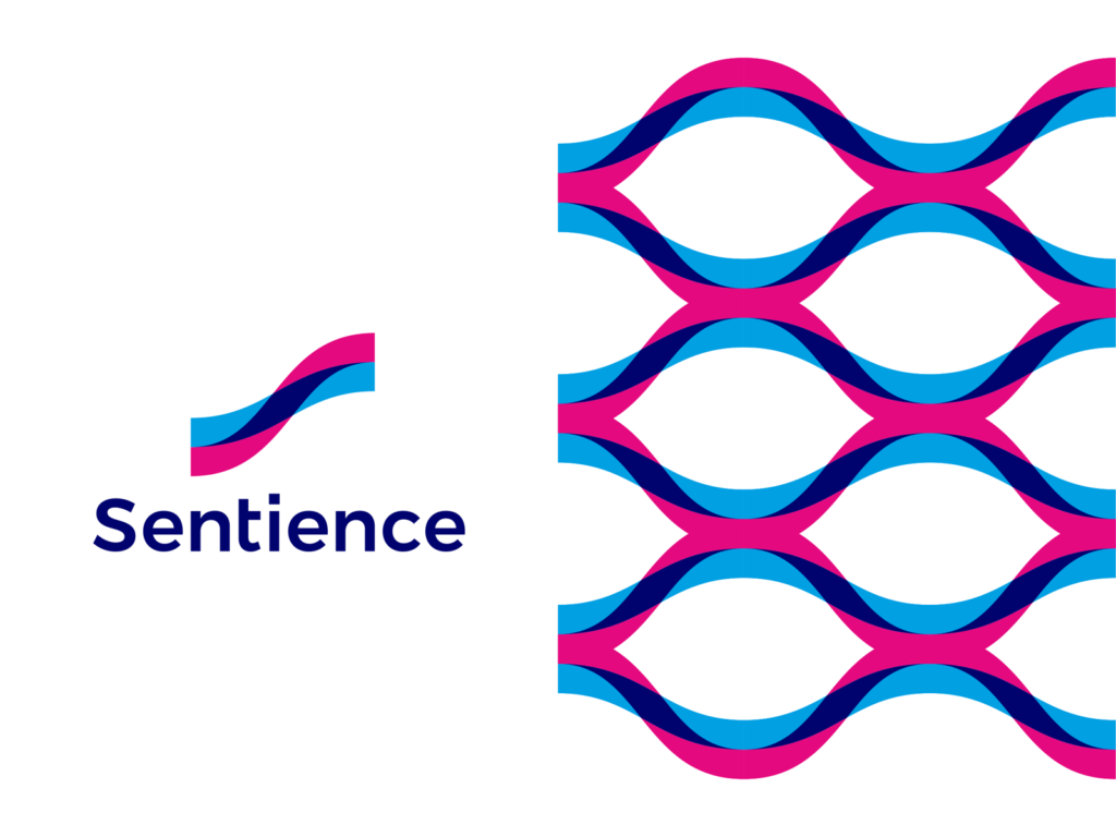 Sentience, logo design for machine learning translation app corporate pattern by Alex Tass