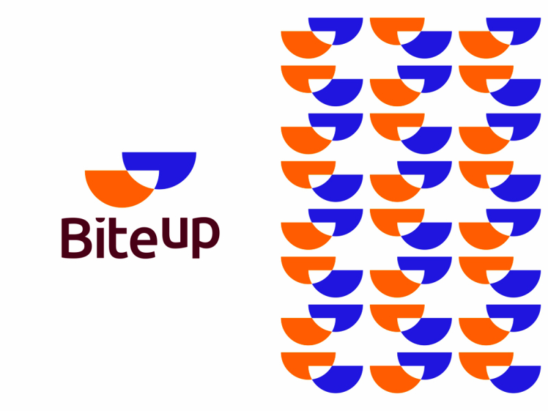 BiteUp B U bowls cups chat smiles logo corporate pattern design by Alex Tass