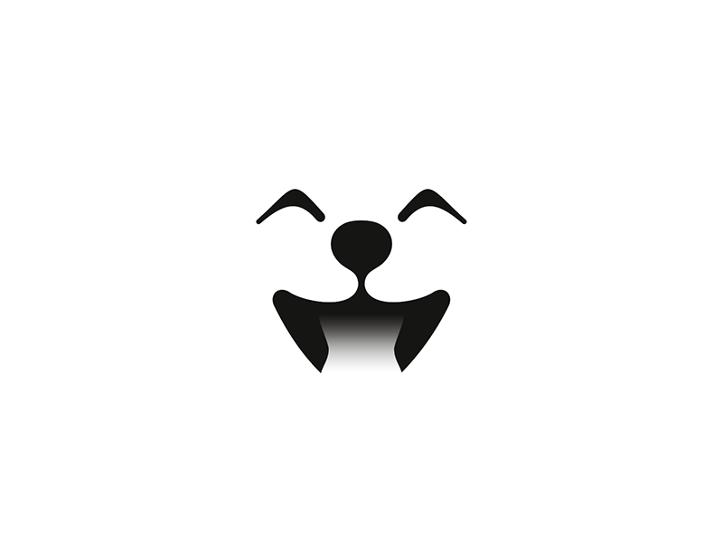Cute dog smiling happy logo design symbol by Alex Tass