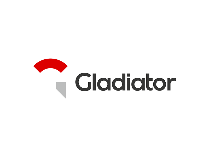 Gladiator negative space G letter mark logo design by Alex Tass