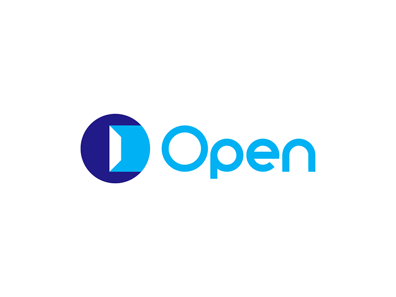 OPEN logo design O letter mark door light in negative space logo design by Alex Tass