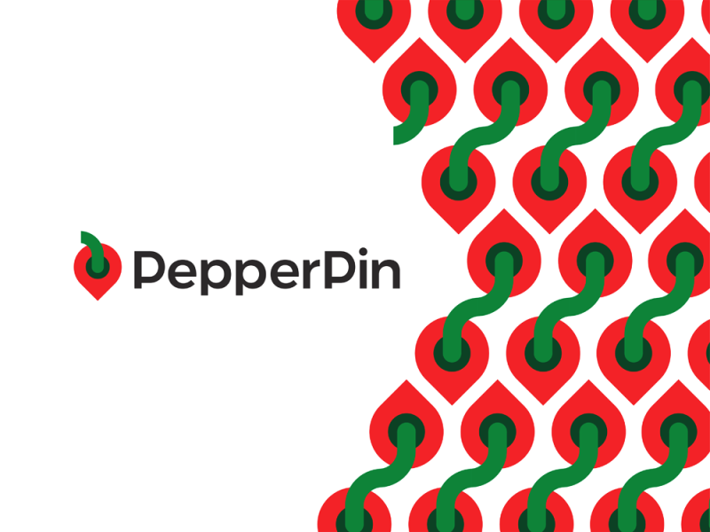 PepperPin, booking assistant app logo corporate pattern design by Alex Tass
