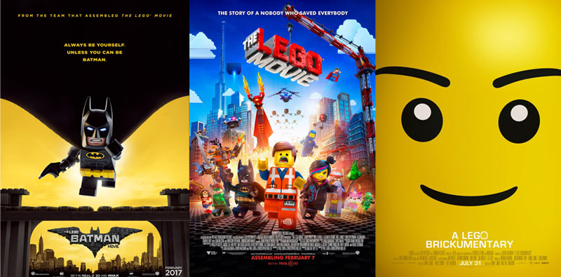 The LEGO Batman, The LEGO movie, A LEGO Brickumentary posters