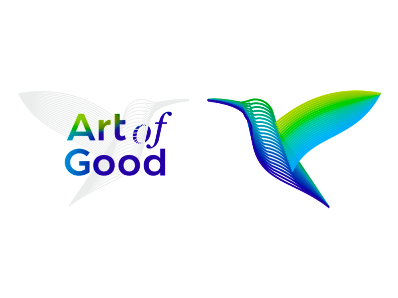 Art of Good, colorful Colibri hummingbird logo design by Alex Tass