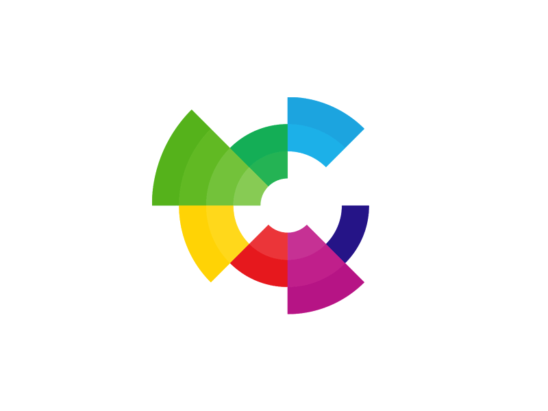 Colorful pie chart c letter corporate conference logo design symbol icon by Alex Tass