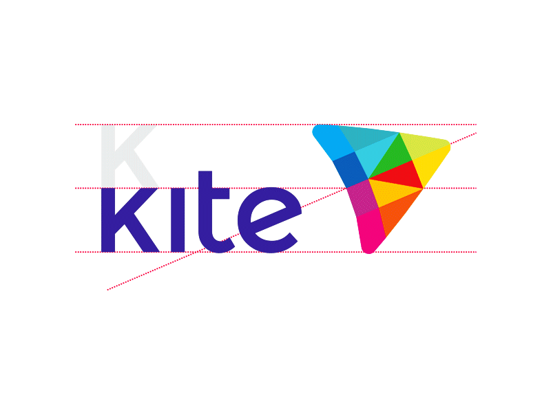 K letter in kite education e learning logo design construction grid by Alex Tass
