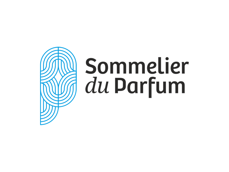 Sommelier du Parfum s p monogram perfume waves logo design by Alex Tass