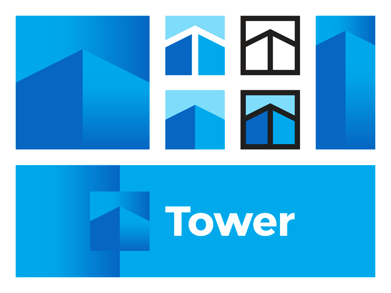 T buildings tower arrow architecture logo design by Alex Tass
