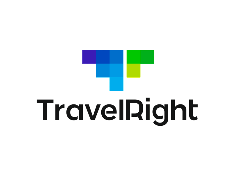 Travel right tr monogram arrows airplane logo design by Alex Tass