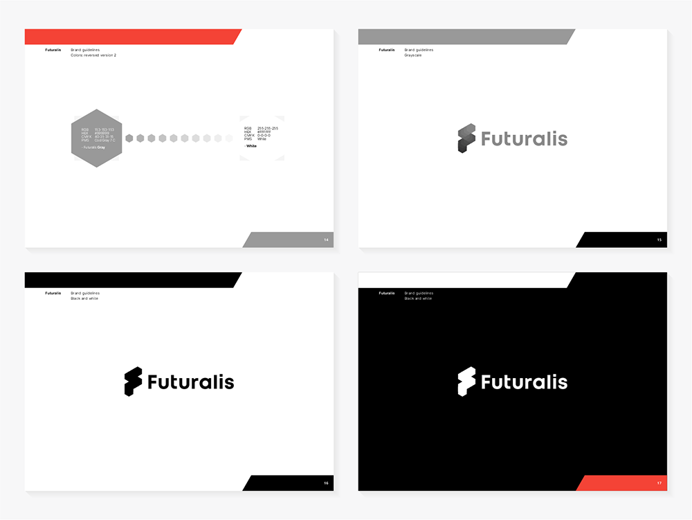Futuralis AWS cloud services modern applications black and white logo brand guidelines design by Alex Tass