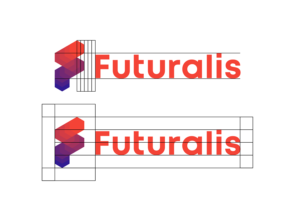 Futuralis AWS cloud services modern applications logo construction grid guidelines by Alex Tass