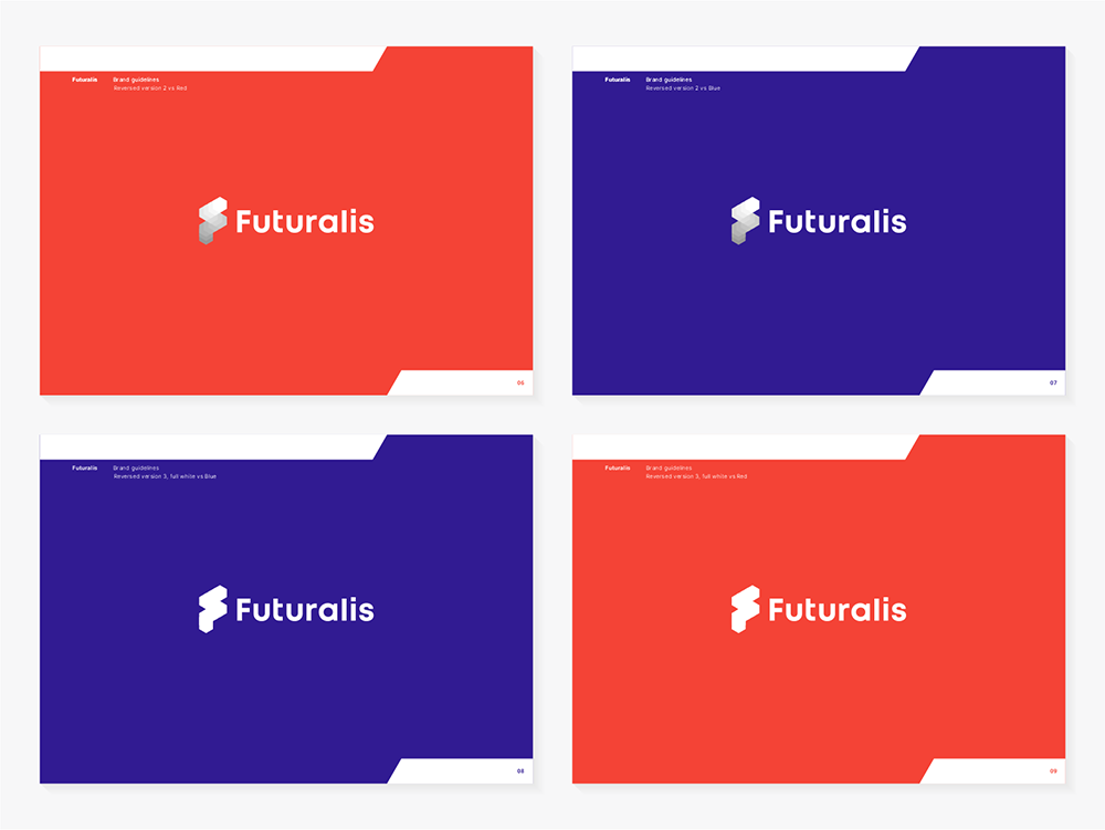 Futuralis AWS cloud services modern applications reversed logo brand manual by Alex Tass