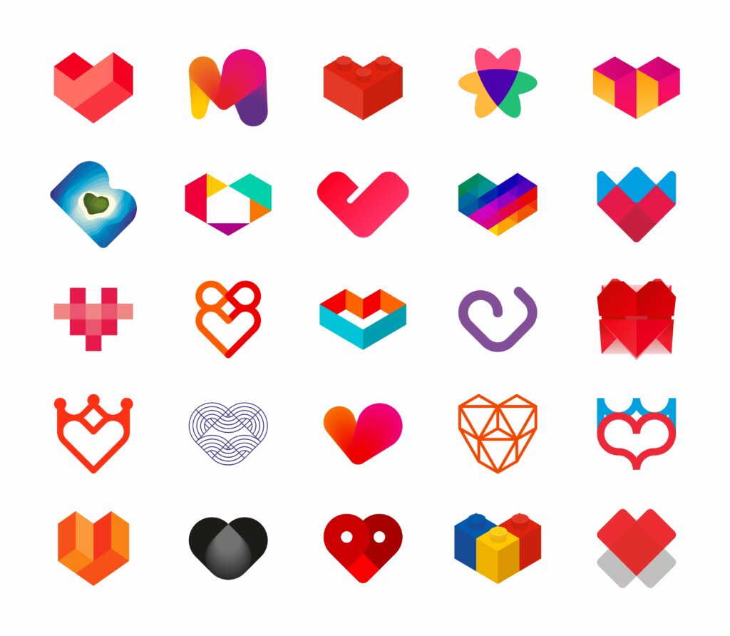 Heart logo design marks, symbols, icons, logos collection by Alex Tass